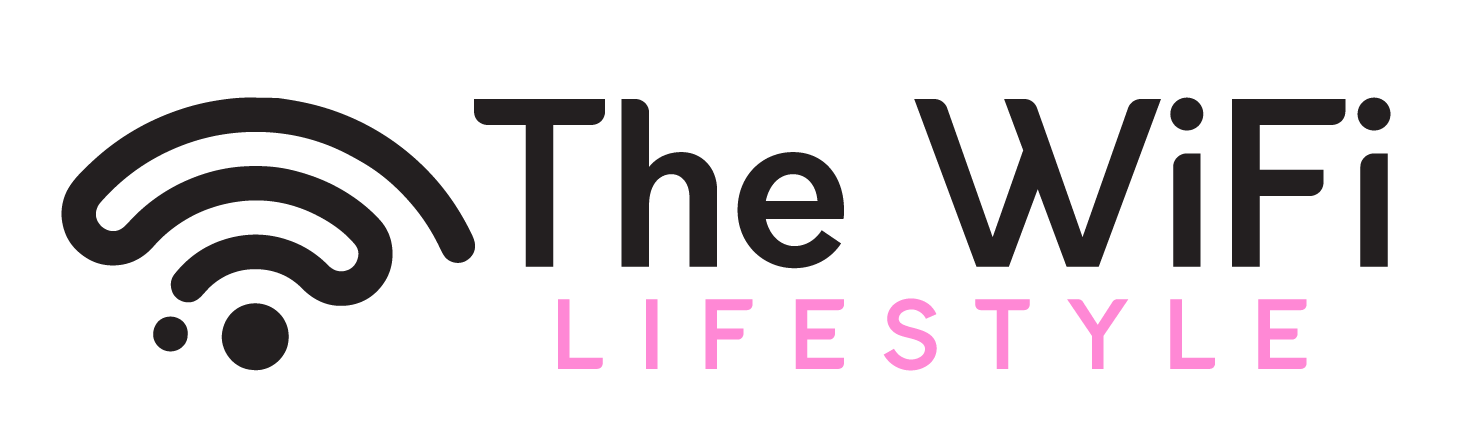 Image of the wifi lifestyle logo in black and pink the the wifi symbol in front of the words "the wifi lifestyle"